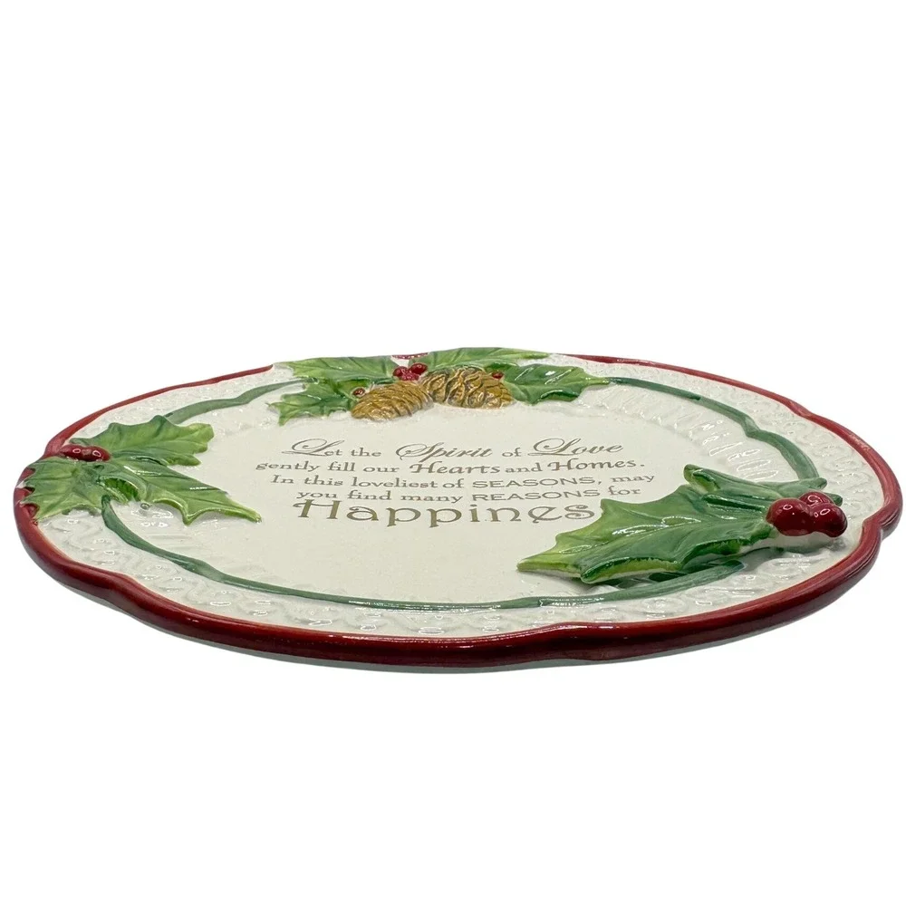Cracker Barrel Season of Peace Christmas Cake Plate 11.5